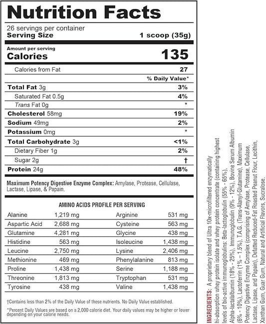 Metabolic Nutrition, Protizyme, 100% Whey Protein Powder, High Protein, Low Carb, Low Fat with Digestive Enzymes, 24 Essential Vitamins and Minerals, Peanut Butter Cookie, 2 Pound