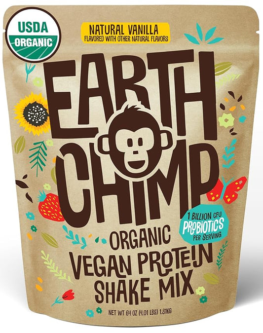 Organic Vegan Protein Powder - with Probiotics - Non GMO, Dairy Free, Non Whey, Plant Based Protein Powder for Women and Men, Gluten Free - 52 Servings 64 Oz (Vanilla)