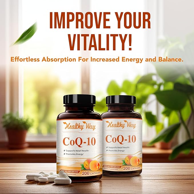 Coenzyme Q10 200mg CoQ10 Supplement - Once Daily Coq 10 200mg Powder Capsules for Healthy Heart Antioxidant and Energy Support - Non-GMO Quick Absorption Ubiquinone Q10 Coenzyme (400 Servings)