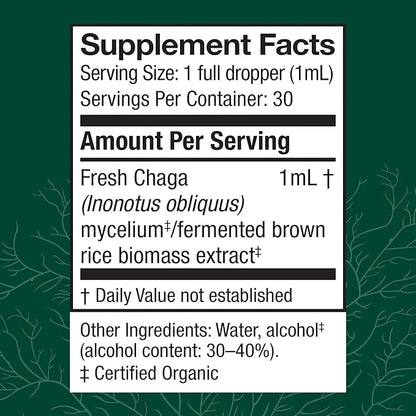 Host Defense Chaga Extract - Immune System Support Supplement - Chaga Mushroom for Antioxidant Activity Support - Liquid Dietary Mushroom Supplement - 1 fl oz (30 Servings)*
