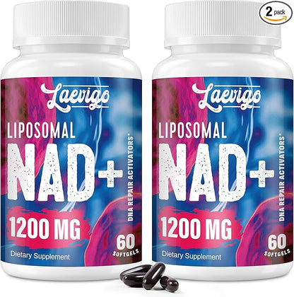 Liposomal NAD+ Supplement 1200mg High Absorption, Cellular Energy & Mitochondrial Support, NAD Plus for Longevity & Vitality, Anti-Aging Formula, 120 Softgels