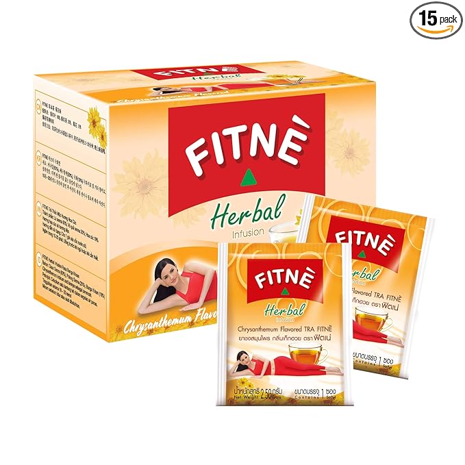 FITNE Chrysanthemum Herbal Tea Senna Infusion Smooth Mild Soothing Beverage Natural Gentle Detox Cleanse No Calories Caffeine Free, 15 Tea Bags