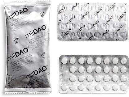 milDAO® – 60 Vegan Tablets | DAO Enzyme Supplement for Histamine Intolerance | 1,000,000 HDU per Tablet | with Catalase | Lyophilized | Foil Pouch with Silica Gel for Maximum Stability
