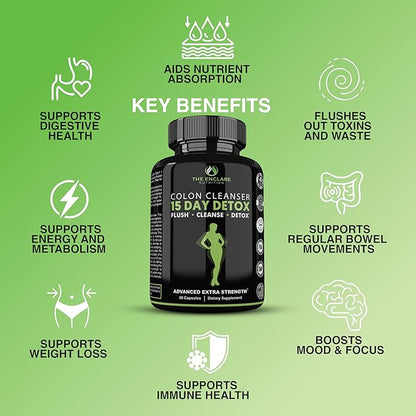 THE ENCLARE NUTRITION Colon Cleanse 15 Day Gut Cleanse Pills. Colon Cleanser for Women & Men. Psyllium, Probiotic Laxatives for Constipation, Bloating Relief, Detox Cleanse for Weight Loss Support (1)