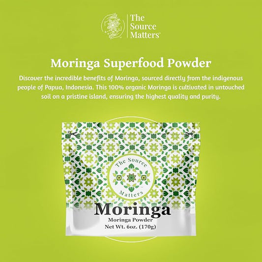 Superfood Moringa Powder – Fresh Dried Organic Moringa Leaf from Indonesia – Nutritious Greens & Complete Plant Protein – Certified USDA Organic – 170g Pouch, 42 Servings (20 Pack)