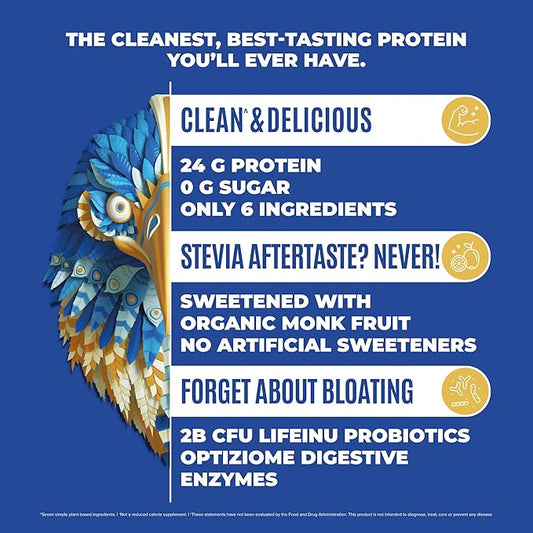 Falcon Organic Vegan Protein Powder Vanilla, 24g Protein, Sugar Free, Probiotics, Low Carb, Keto Friendly, Dairy Free, Lactose Free, Non Whey, Plant Based Pea Protein Powder - 18 Servings