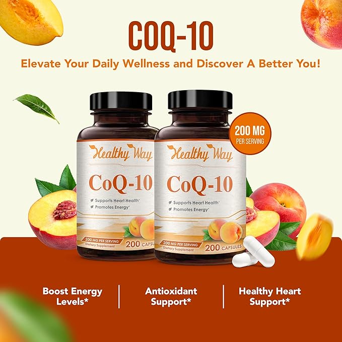 Coenzyme Q10 200mg CoQ10 Supplement - Once Daily Coq 10 200mg Powder Capsules for Healthy Heart Antioxidant and Energy Support - Non-GMO Quick Absorption Ubiquinone Q10 Coenzyme (400 Servings)