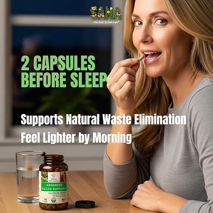 Natural Stool Softener - Safe for Daily Use, Postpartum, Pregnancy | Ultra Gut Daily Colon Cleanse, Constipation Relief for Adult and Senior Women & Men | 60 Herbal Laxative Pills | Sana Herbal