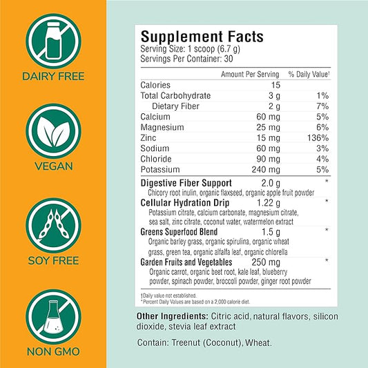 COUNTRY FARMS Refreshers, Super Greens and Electrolytes, Essential Minerals and Superfoods, Hydration Support, Promotes Natural Energy, with Fiber, Piña Colada, 30 Servings