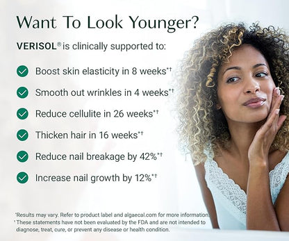 ALGAECAL Collagen - 4 Clinically-Supported Peptides VERISOL®, FORTIGEL®, UC-II®, FORTIBONE®, Anti-Aging Hydrolyzed Collagen Powder, 3 Packs, Made in USA