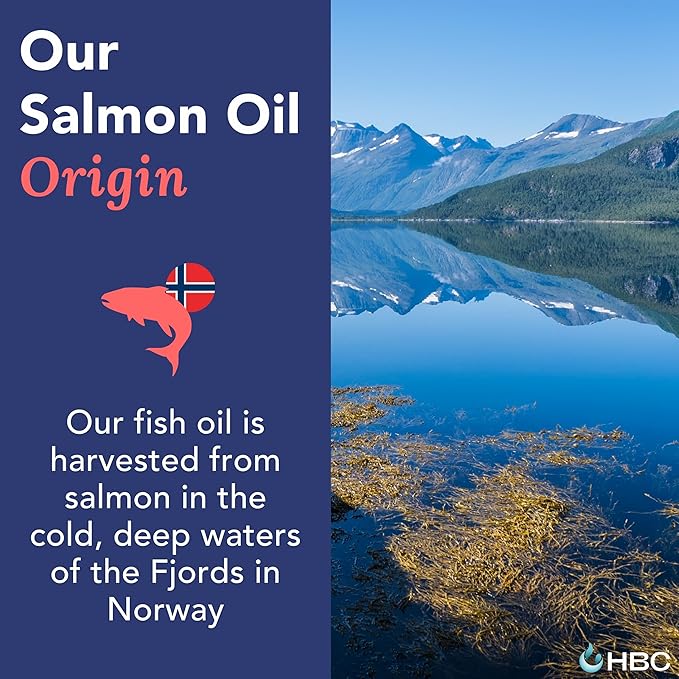 High Strength Omega 3 Fish Oil - 1000mg, Norwegian Salmon Oil with EPA & DHA, No Burping or Aftertaste, Omega 3 Fatty Acids Supplement for Eye, Brain & Heart, Triglyceride Form - 180 Capsules