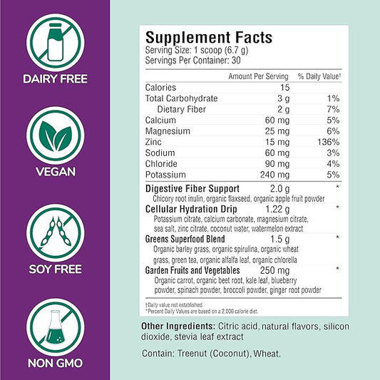 COUNTRY FARMS Refreshers, Super Greens and Electrolytes, Essential Minerals and Superfoods, Hydration Support, Promotes Natural Energy, with Fiber, Passion Fruit, 30 Servings