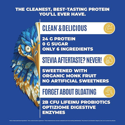 Falcon Vegan Protein Powder Organic, Stevia & Sugar Free, Plant Based Protein, Low Carb, Dairy Free, Keto, Non Whey Protein, Probiotic, Pea Protein | Vanilla Flavor - 37 Servings - 2.64lb