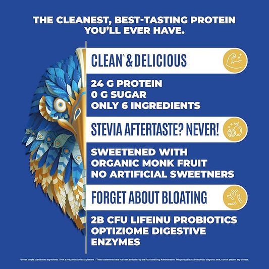 Falcon Vegan Protein Powder Organic, Stevia & Sugar Free, Plant Based Protein, Low Carb, Dairy Free, Keto, Non Whey Protein, Probiotic, Pea Protein | Vanilla Flavor - 37 Servings - 2.64lb
