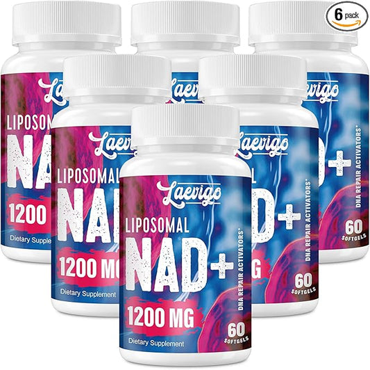 1200mg Liposomal NAD+ Supplement, Ultra Purity Actual NAD Supplement, Enhanced Absorption, Boosting NAD+, Age Defense, Energy, Metabolic Repair, 360 Softgels