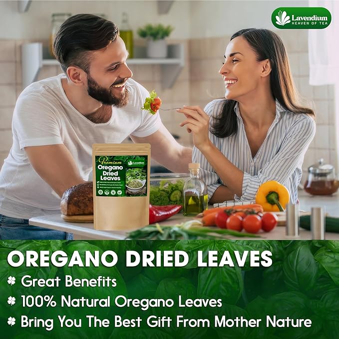 Lavendium, Premium 8 oz Dried Oregano Leaves – 100% Pure, Non-GMO, Gluten-Free, Vegan – Aromatic Herb for Cooking, Seasoning, Sauces, and Pizza – No Additives – Resealable Bag