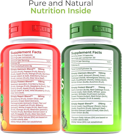 Fruit and Veggies Supplement Vitamins for Men and Women - Super Fruits and Veggies Capsules to Support Balanced Nutrition and Energy Levels - Whole Natural Super Foods 90 Count (Pack of 2)