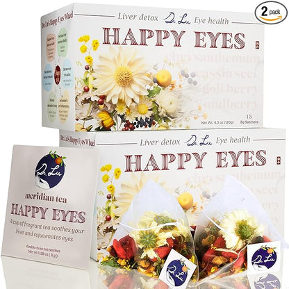 2 Pack of Dr. Lu’s Happy Eyes Tea | 100% Natural Eyebright Tea for Liver Cleanse | Liver Detox tea for Eye Health Made in US