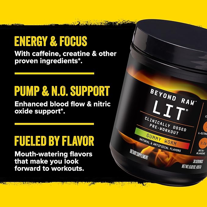 Beyond Raw LIT Pre-Workout - Gummy Worm (30 Servings)