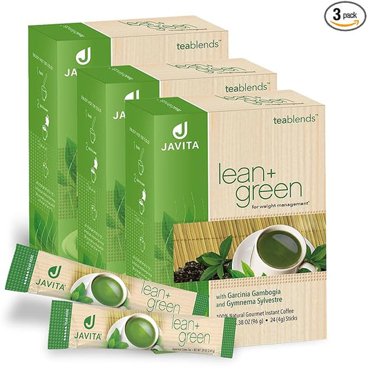 Lean + Green, Premium, 100% Japanese Green Tea, Garcinia Cambogia (as Super Citrimax) & Gymnema Sylvestre, for Weight Management, Appetite Control 24 ct - 3 Boxes, Javita