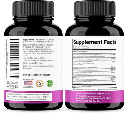 Sandhu's Resveratrol with Berberine for Gut Health | Digestive Supplement for Women & Men | Green Tea, Star Anise, DGL, Grape Seed Extract & Quercetin | Eases Bloating | 60 Capsules (Pack of 2)
