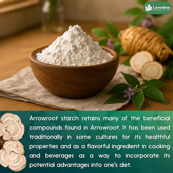 Lavendium, Premium Arrowroot Starch Powder – 17.6oz Resealable Bag, Gluten-Free, Non-GMO, Premium Plant-Based Thickener for Cooking, Baking & Frying. No Sugar. No Caffeine. Vegan