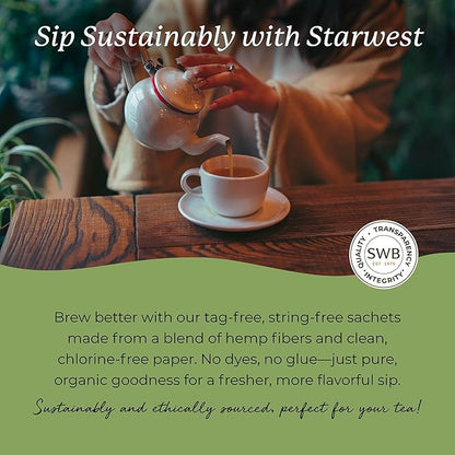 Starwest Botanicals Organic Decaf Green Tea - Decaffeinated Herbal Tea, Caffeine Free Tea with Antioxidant Properties, USDA Organic Green Tea Leaf, Non GMO - Bulk Pack, 100 Tea Bags