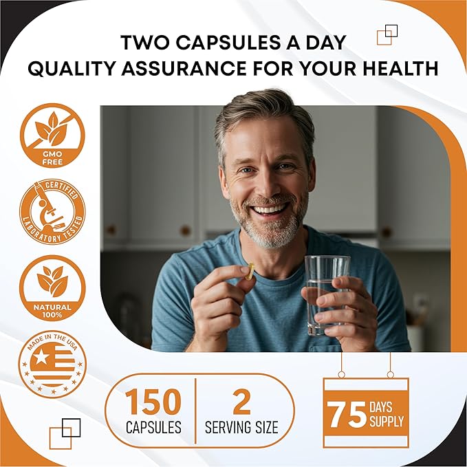 Turmeric Moringa Ginger Boswellia Quercetin Cinnamon Saffron Tart Cherry Odorless Garlic Nettle -150 Capsules- Made in USA