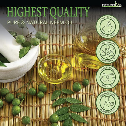 GreenIVe Neem Oil 100% Pure Organically Cold Pressed Virgin (8 Ounce)