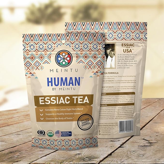 MEINTU Organic Essiac Tea 8 Herb Powder Formula Sheep Sorrel with 20% Root - 4 oz Stand-Up Airtight Zipper Pouch
