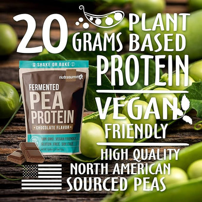 Pea Protein Powder, Vegan Chocolate Flavor, 100% Plant Based, No Artificial Sweeteners, Non GMO, Gluten Free & Soy Free, 2.11 LB