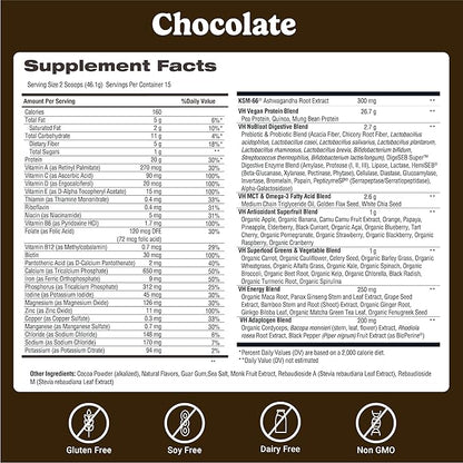 VitaHustle ONE Meal Replacement Shake - Plant Based Protein Powder by Kevin Hart - Vegan, Meal Replacement Powder with Superfoods, Vitamins, Adaptogens & Probiotics - Chocolate Flavor, 15 Servings