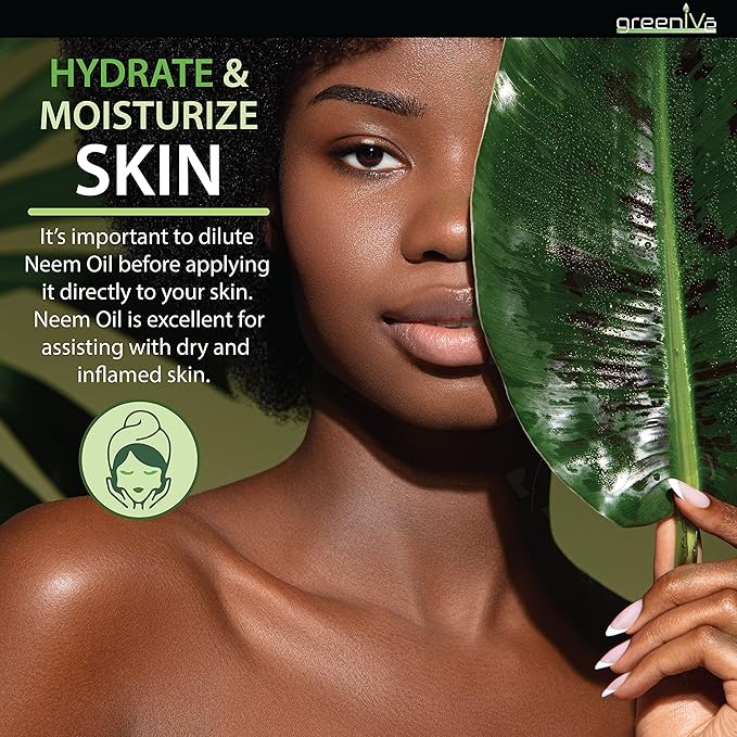 GreenIVe 100% Organically Grown Neem Oil, Cold-Pressed Virgin, Pure & Natural, 32 oz - Ideal for Gardening, Skin Care, Hair Care & Pet Care