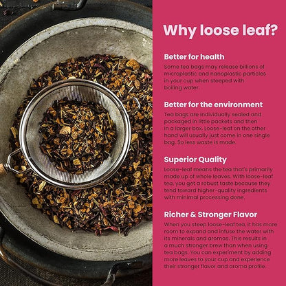 Gardenika Organic Cinnamon Hibiscus Loose Leaf Tea | Natural & Antioxidant Rich | Caffeine-Free | 55+ Cups | USDA Organic & Kosher | 4 oz