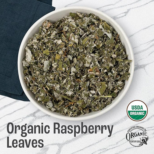 J Mac Botanicals Organic Raspberry Leaves, loose leaf tea 4 ounce