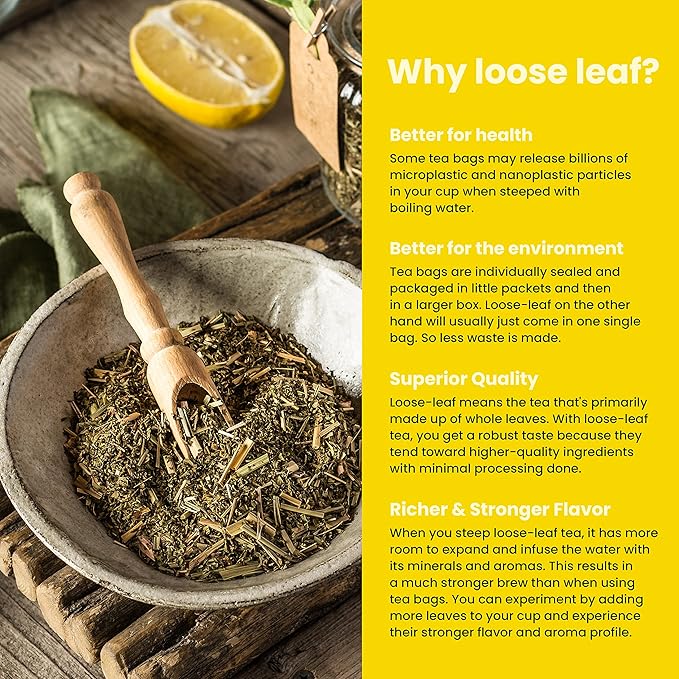 Gardenika Lemon Spearmint Organic Loose Leaf Tea, Herbal and Caffeine-Free Natural Blend – KSA Kosher, No Natural or Artificial Flavors – 4 oz (1 Pack)