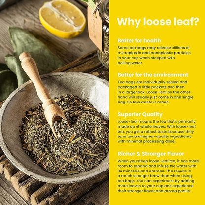 Gardenika Lemon Spearmint Organic Loose Leaf Tea, Herbal and Caffeine-Free Natural Blend – KSA Kosher, No Natural or Artificial Flavors – 4 oz (1 Pack)